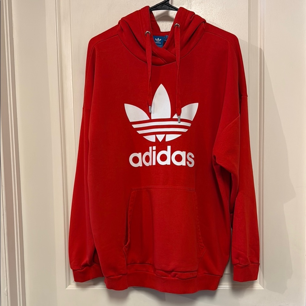 Adidas Red Sweatshirt Classic Athletic Hoodie